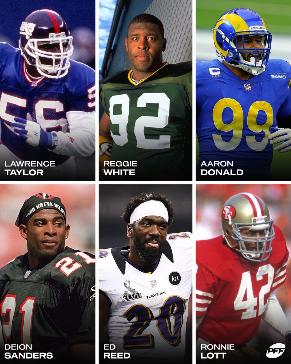 PFF's tweet image. Who is the 🐐 NFL defender?