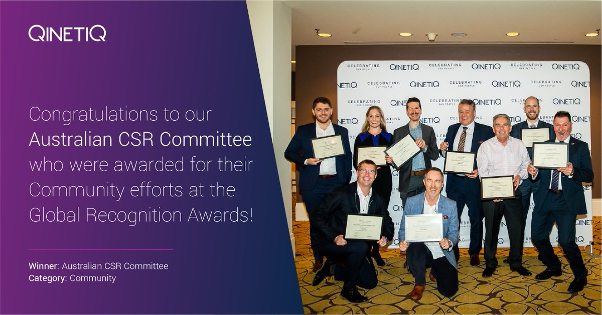 Congratulations to the Australian CSR Committee for their well-deserved win at the recent Global Recognition Awards!
 
#WeAreQinetiQ #GlobalRecognition #defenceindustry