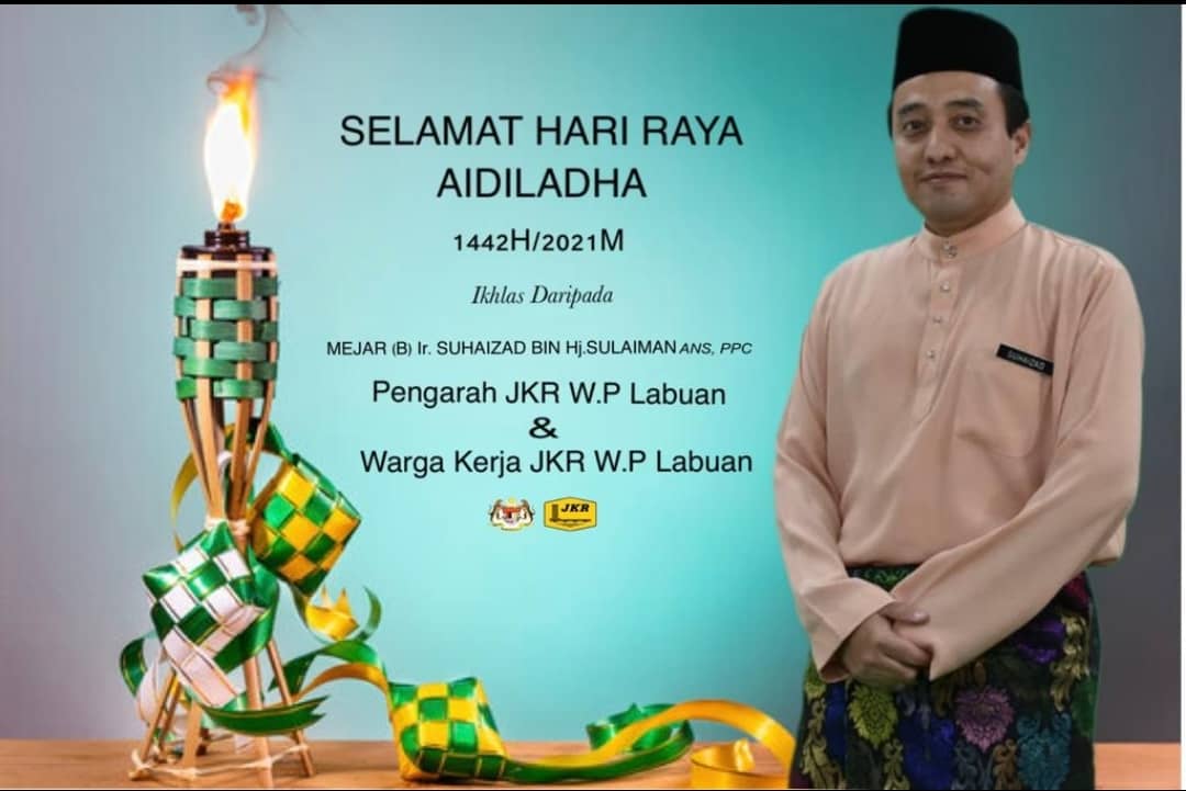 JKR Labuan (@jkrlabuan) on Twitter photo Selamat menyambut Hari Raya Aidiladha 1442H/2021M kepada semua muslimin & muslimat. Tulus ikhlas daripada YBrs. <a href="/SuhaizadS/">Mejar (B) Ir Suhaizad Sulaiman</a>, Pengarah Kerja Raya WP Labuan & seluruh warga kerja JKR WP Labuan.
<a href="/MOWorks/">でやんす</a>
<a href="/JKRMalaysia/">JKR Malaysia</a> Selamat menyambut Hari Raya Aidiladha 1442H/2021M kepada semua muslimin & muslimat. Tulus ikhlas daripada YBrs. <a href="/SuhaizadS/">Mejar (B) Ir Suhaizad Sulaiman</a>, Pengarah Kerja Raya WP Labuan & seluruh warga kerja JKR WP Labuan.
<a href="/MOWorks/">でやんす</a>
<a href="/JKRMalaysia/">JKR Malaysia</a>