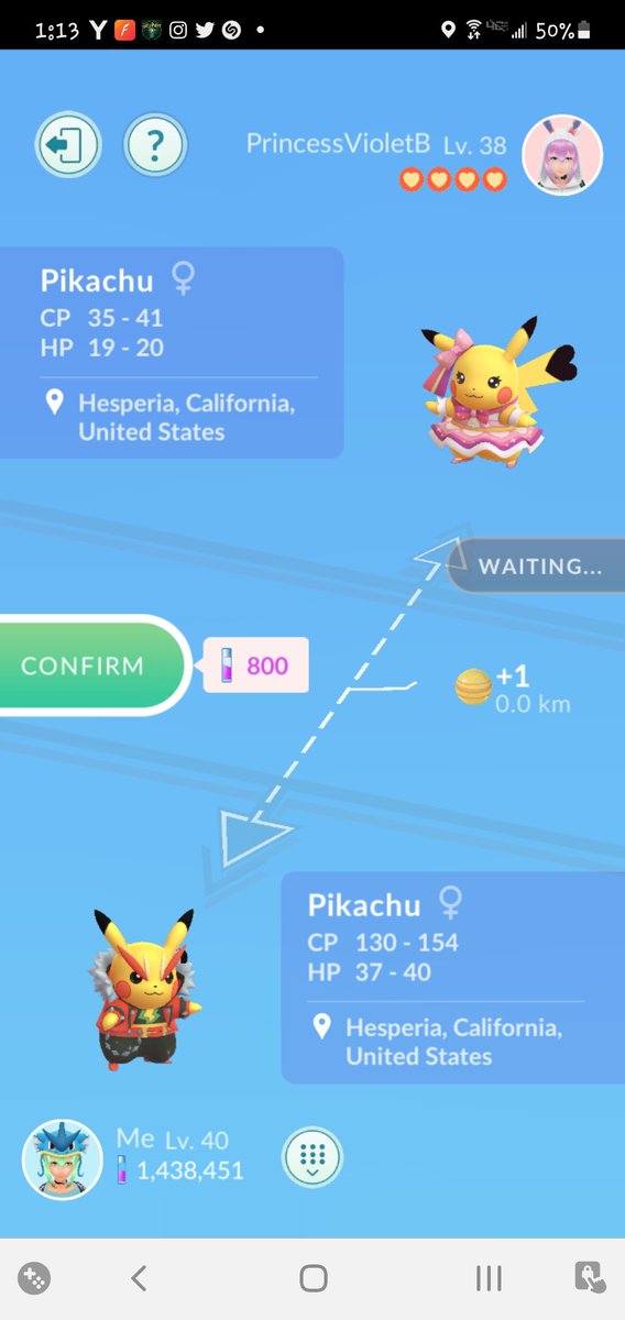 wickedpixey's tweet photo. Since my daughter chose #popstarpikachu and I chose #rockstarpikachu we traded today so we both could have at least one of each kind! #PokemonGO #pokemongofest #PokemonGOFest2021 https://t.co/cNvu6dlgNW