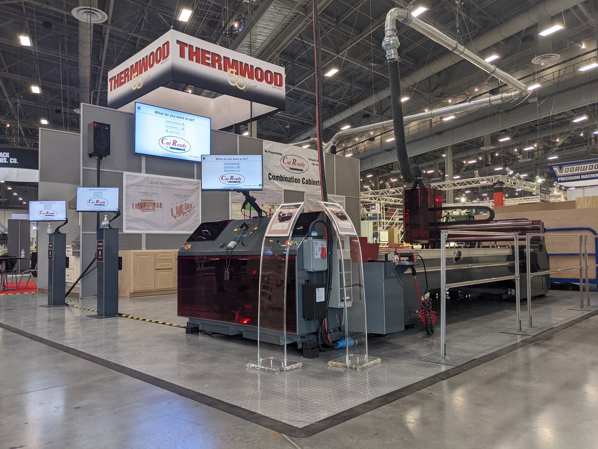 thermwood's tweet photo. #Thermwood is putting the final touches on our 2021 @AWFSFair booth #1701! See us tomorrow 7/20 - Friday 7/23, demonstrating the versatile #CabinetShop 43 510-8 #CNC Router & powerful #CutReady #CutCenter!
Info: https://t.co/NxY4zYh8bo
#CNC #cabinets #furniture #3Axis #easycnc https://t.co/ppDm2fAlyN