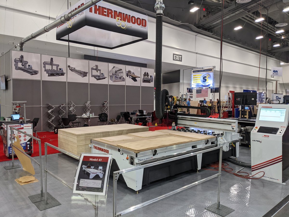 thermwood's tweet photo. #Thermwood is putting the final touches on our 2021 @AWFSFair booth #1701! See us tomorrow 7/20 - Friday 7/23, demonstrating the versatile #CabinetShop 43 510-8 #CNC Router & powerful #CutReady #CutCenter!
Info: https://t.co/NxY4zYh8bo
#CNC #cabinets #furniture #3Axis #easycnc https://t.co/ppDm2fAlyN