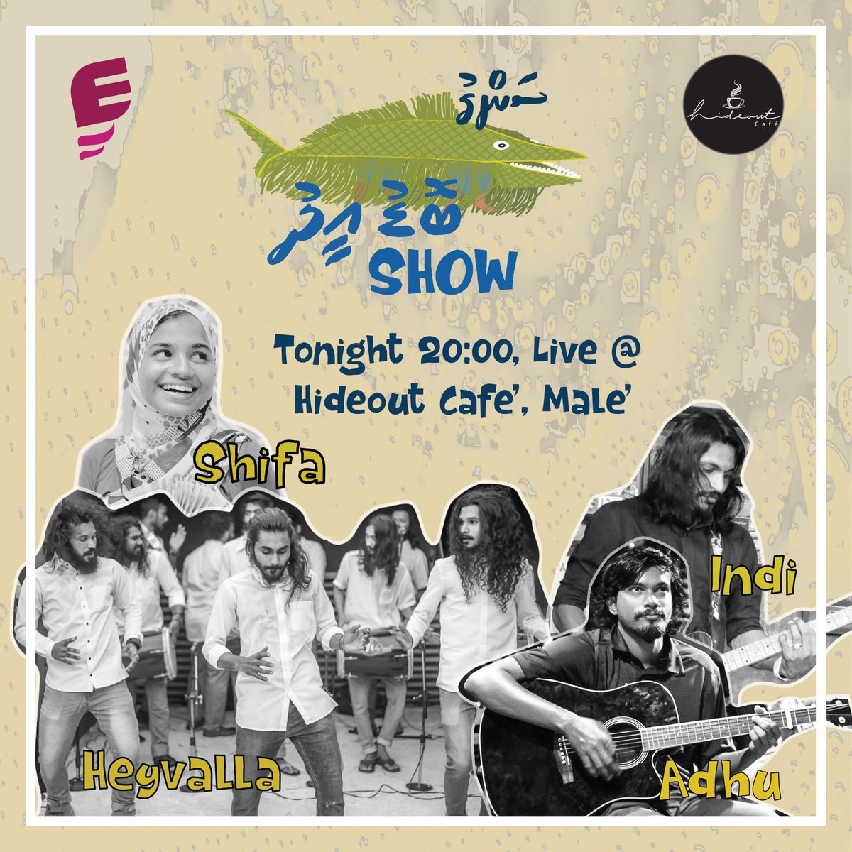 Sangu_E's tweet photo. EID MUBARAK 
We are ready to make your eid special. So come and enjoy your eid. 
With HeyvallaBoduberu @HussainIndi MariyamShifa @Ahmed_Adhu 

Tonight at 20:00hrs 
@hideoutcafe’

Entertainment Goes on &amp; on https://t.co/AWPx7JgCyO