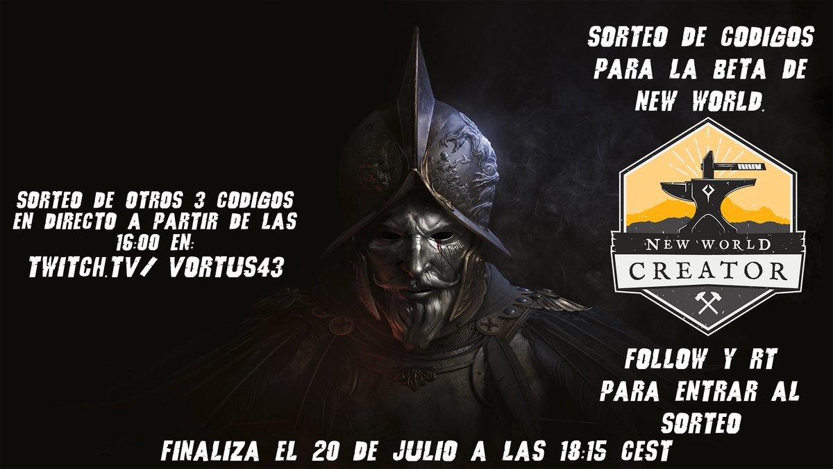 vortus43's tweet image. Vamos a hacer el sorteo de 4 claves BETA de #NewWorldMMO @playnewworld 

Sortearemos 1 aquí con RT y Follow y otras 3 en directo antes del lanzamiento beta en twitch.tv/vortus43

Todos los sorteos acabarán antes de que se abra el juego para que disfruteis desde el minuto 1