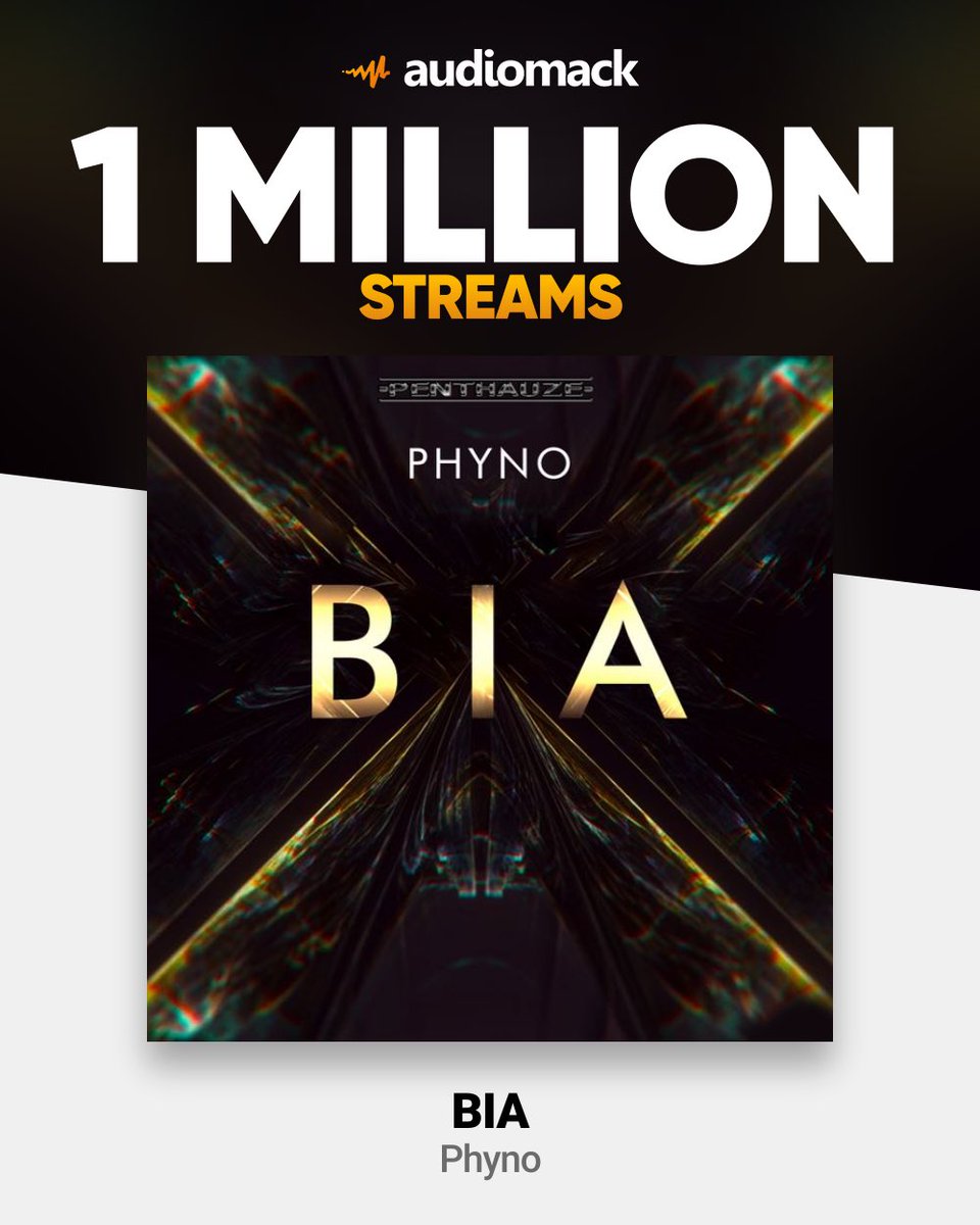 congrats @phynofino 1m streams on “Bia” @audiomack #poweredbyVydia @vydiaofficial 📈📈