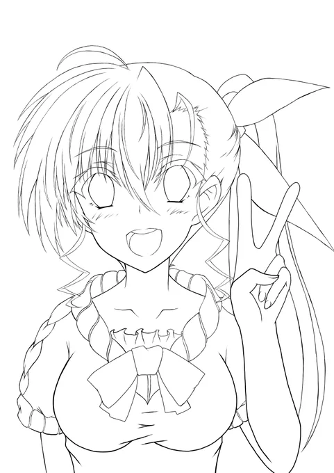 ヴィヴィオちゃん線画終わった(*'▽`*)
こっから後半戦(色塗り)です! 
