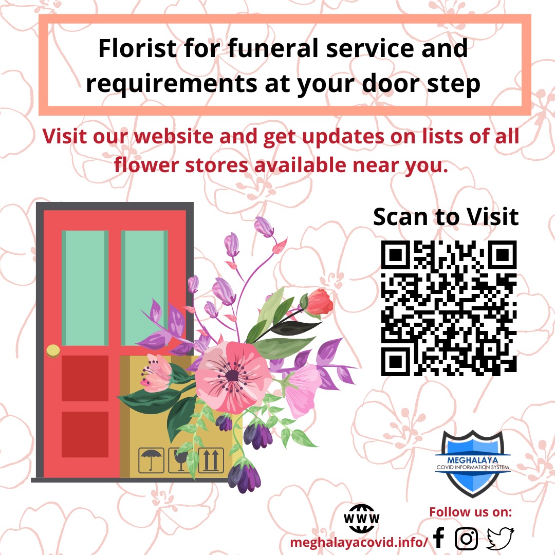 Florist for funeral service and requirements at your doorstep, scan the bar code or visit: meghalayacovid.info/services/?_cat… to get in touch for all kinds of flowers at the comfort of your home. 
To know more visit: meghalyacovid.info
#MCIS
