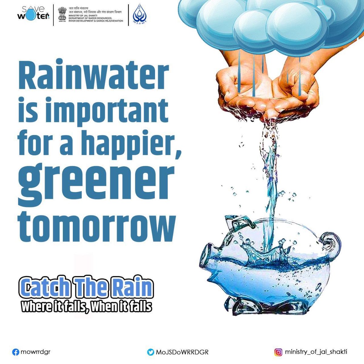 Rainwater is important for a happier, greener tomorrow #catchtherain where it falls, when it falls &amp;
<a href="/narendramodi/">Narendra Modi</a>
@pmoindia
<a href="/MoJSDoWRRDGR/">Not Ministry of Jalshakti Anymore</a>
<a href="/gssjodhpur/">Gajendra Singh Shekhawat</a>
<a href="/prahladspatel/">Prahlad Singh Patel ( वृक्ष से जल, जल से जीवन)</a>
<a href="/Bishweswar_Tudu/">Bishweswar Tudu</a>
<a href="/nwmgoi/">National Water Mission</a>
<a href="/JalShaktiAbhyan/">Jal Shakti Abhiyan</a>
@pibwater 
<a href="/asokji/">Asok Kumar</a> 
#WaterConservation
#JalShaktiAbhiyan
#CatchTheRain
