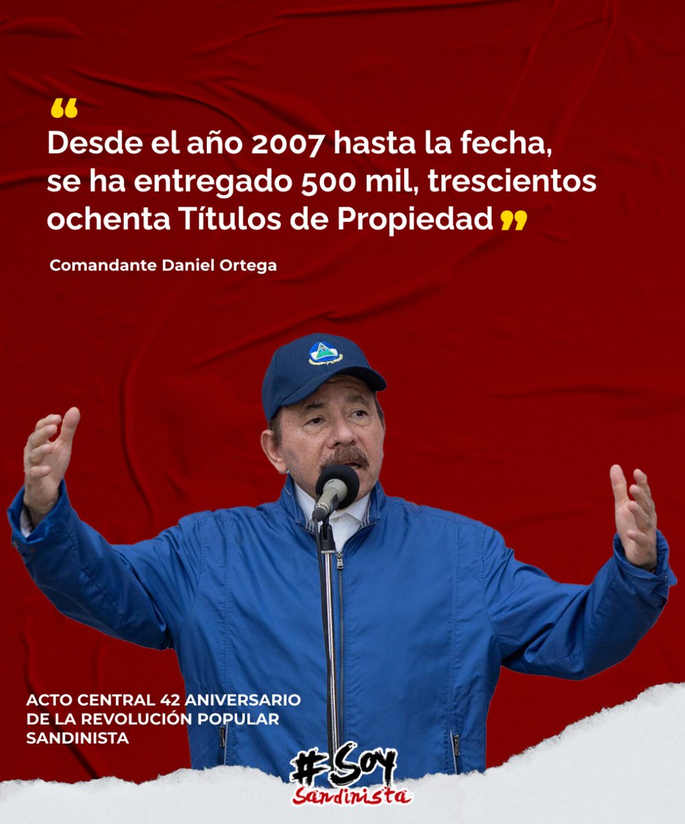 Nuestro GRUN ha garantizado el derecho a Titulación de propiedad a las familias nicaragüenses.

#JulioCaminosDeVictorias #PLOMO19 #4219YOTRAVEZTRIUNFAELAMOR