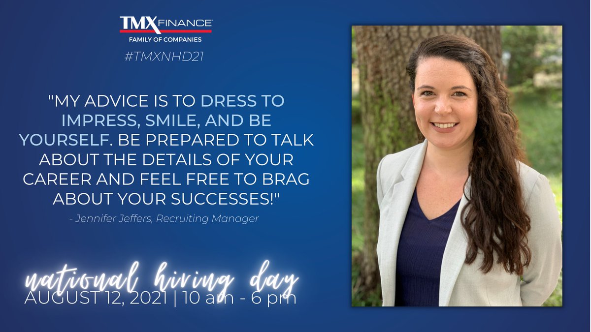 Get ready for #TMXNHD21 on August 12, 2021 from 10am - 6pm at every TitleMax®, TitleBucks®, &amp; InstaLoan® store across the country! We're offering open interviews with potential on-the-spot job offers!  Learn more about our National Hiring Day event here:  ow.ly/rI0l50FnR0e
