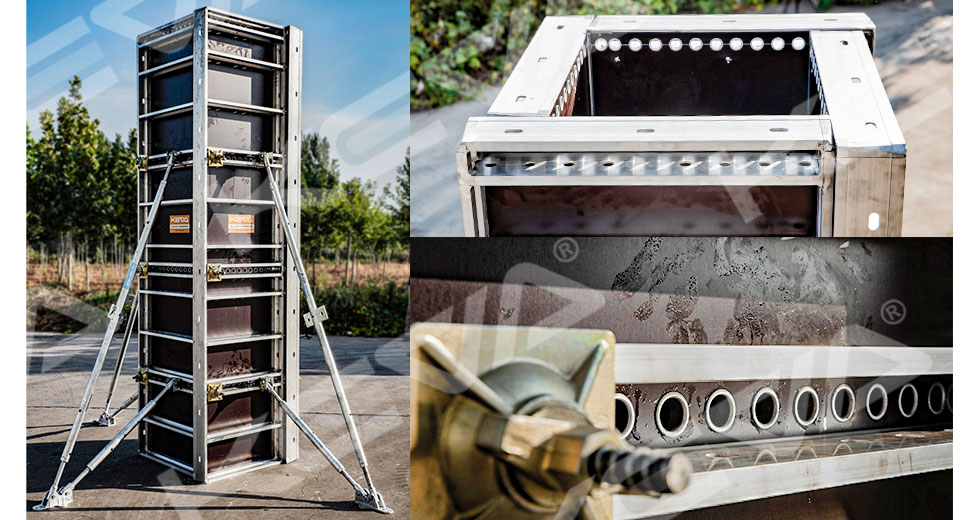 Designed for concrete walls, columns and structural beams for foundations and agricultural constructions. Frame Material: ALU-RAS Aluminium 6061-T6 / ST-RAS Steel S420 Back Cover: by 15mm European birch plywood, for best water resistance and excellent concrete surface.