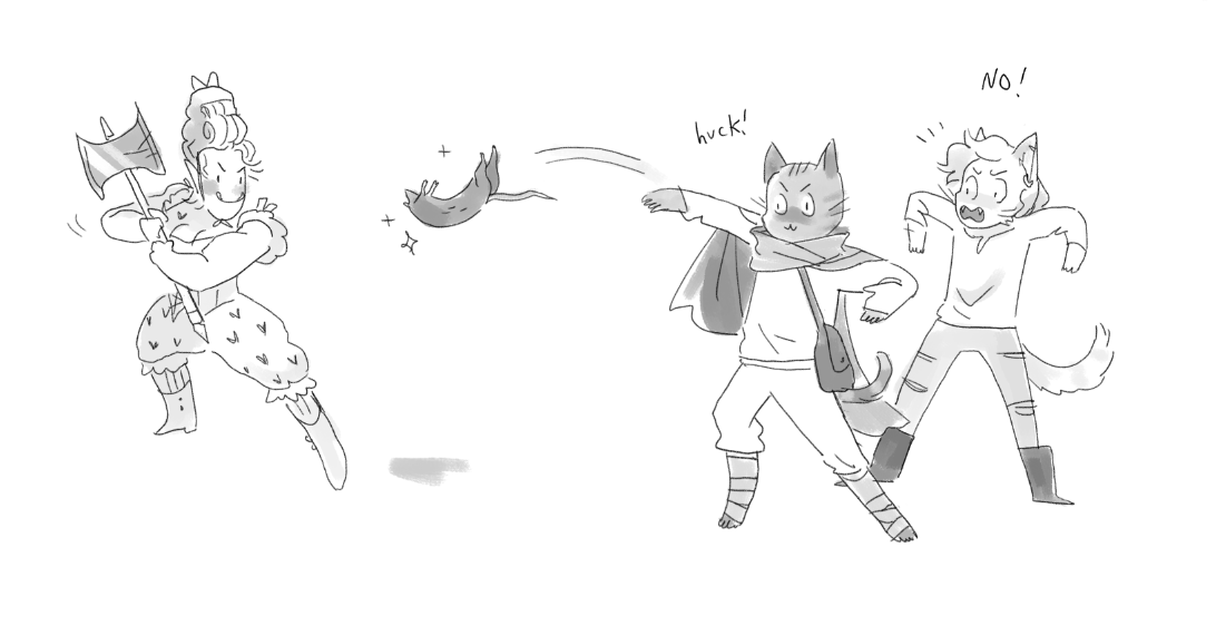 and my favorite moment from our last session...Myngus @_datto cast Animal Friendship on a rat just to baseball huck it straight at our barbarian @CozyJamble and Kodi was not okay