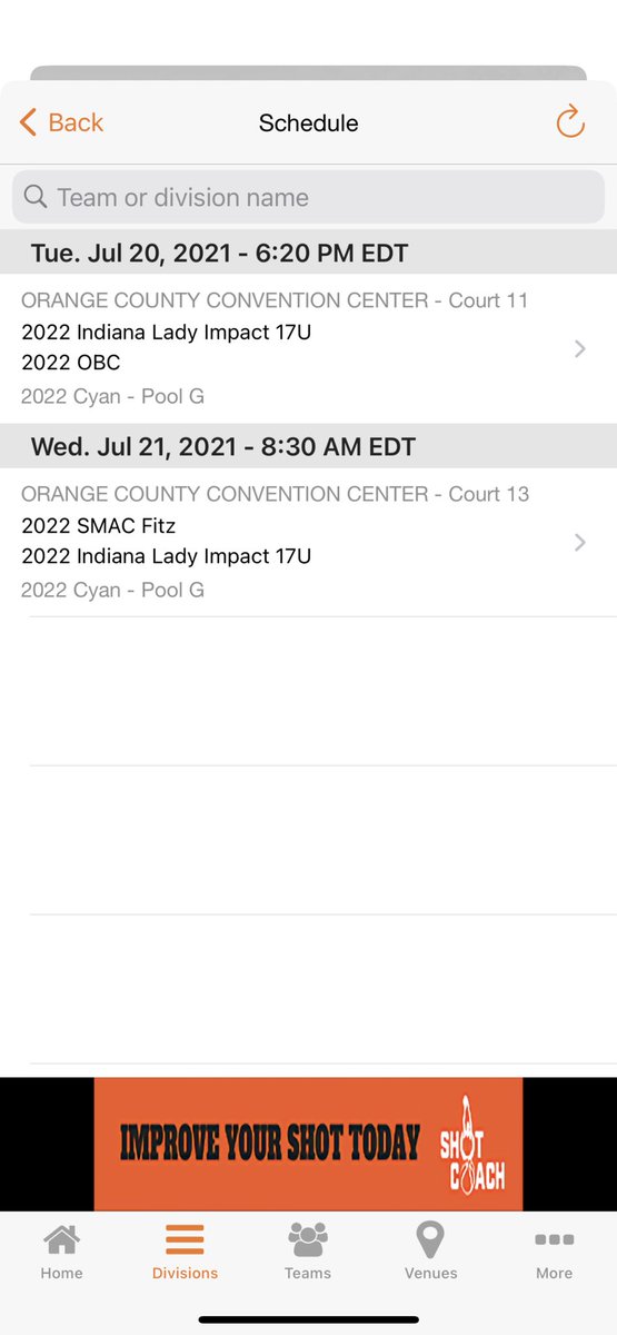 Coaches come out and check our 2022 Indiana Lady Impact in action at Orange County Convention Center in Orlando Fl!