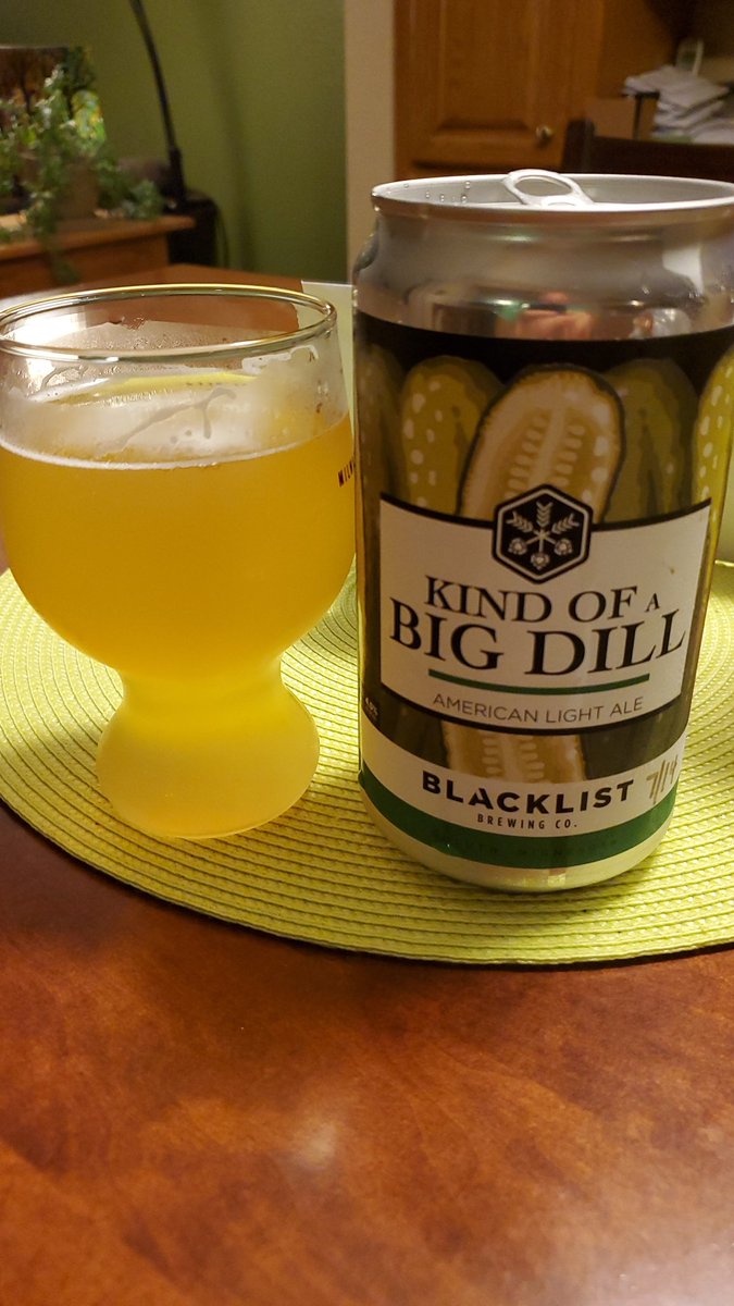 GDSchooz's tweet photo. Dill pickle beer,  who would have ever guessed it would be pretty good! https://t.co/AFGvYVnPb7