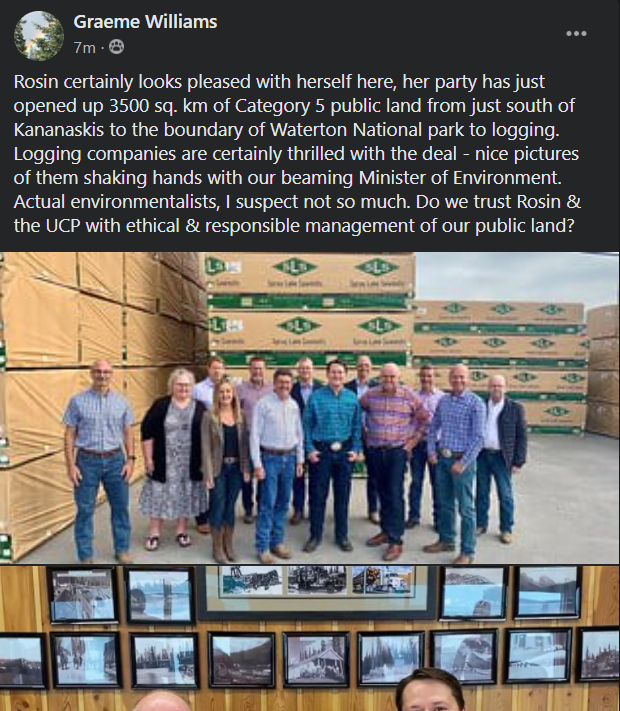 jesswithie's tweet photo. This is what we call blatant coverup:
@MirandaRosinAB once again meeting with rich folks (who I will admit are trying to do good) to draw away from the opening up of #kananaskis to #logging by @DevinDVote
#climatechange #ableg #abpoli #cndpoli #saveabparks https://t.co/mBNJIh0n0l