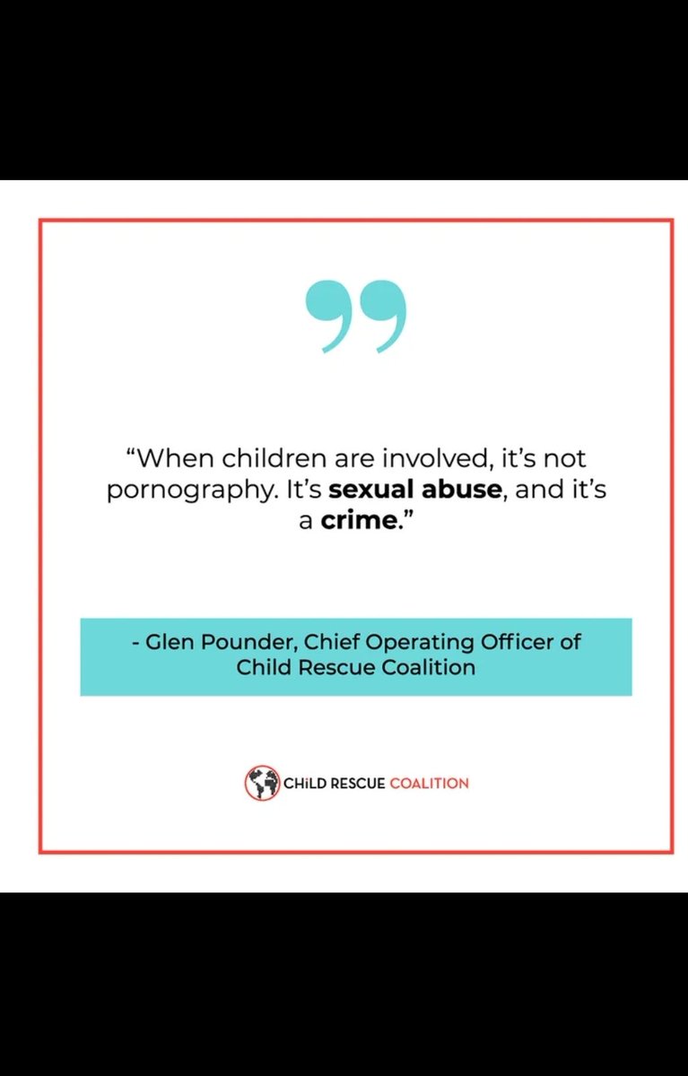 palmstrikepam's tweet photo. Language matters. It isn't "child pornography", it's called "child sexual abuse material". "Porn" is consensual and when children are involved there is NO consent. Stop with weasel language to allow predators justification narratives.
#childrescuecoalition #saveourchildren https://t.co/Kw0ouJspTD