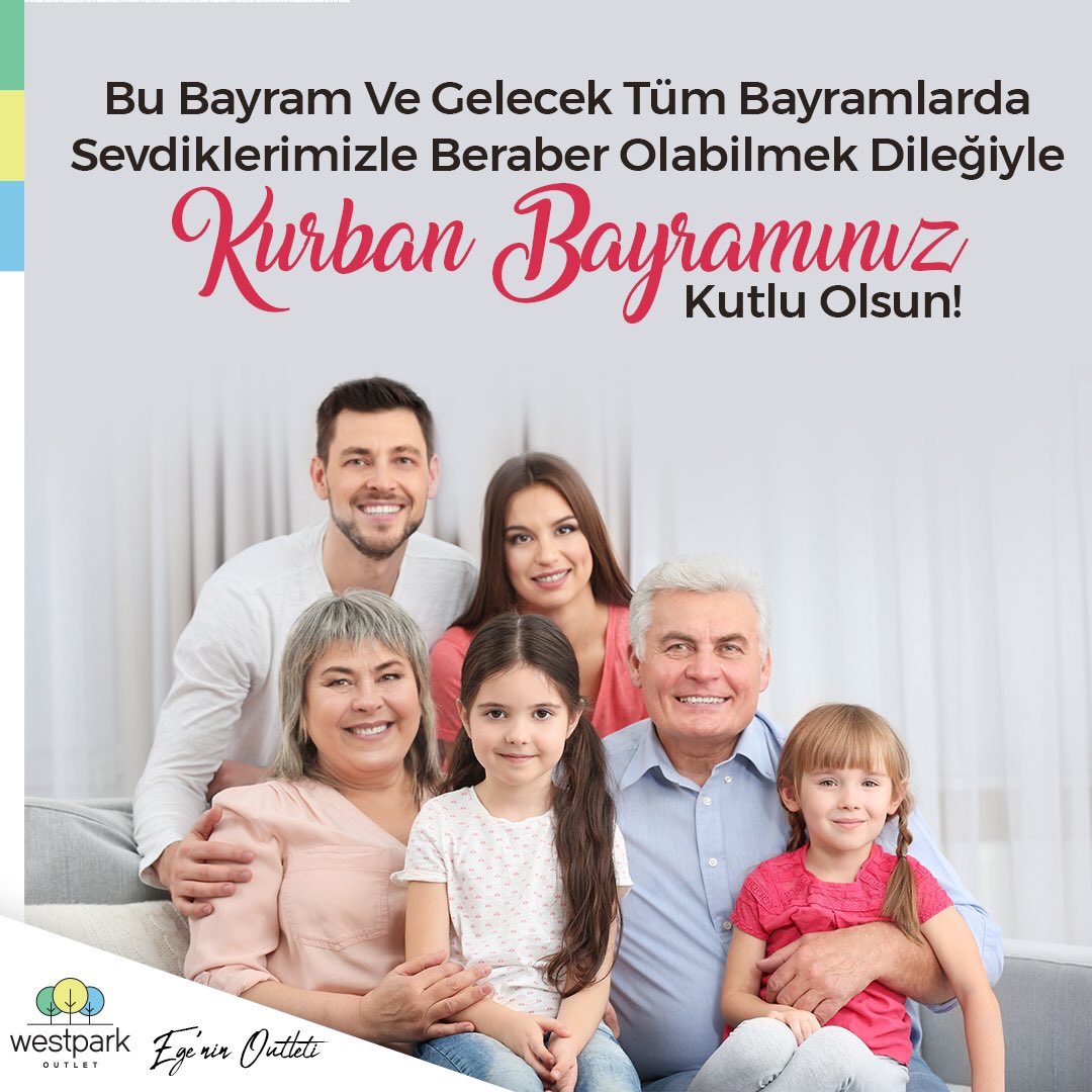 Sevdiklerimizin hep yanımızda olduğu, sağlıklı günlerin peşimizi bırakmadığı bir bayram geçirmenizi dileriz. Kurban Bayramınız kutlu olsun. 🤗

#WestparkOutlet #AlışverişMerkezi #Alışveriş #Shopping #ShoppingMall #Outlet #OutletCentre #İzmir #İzmirAVM #KurbanBayramı