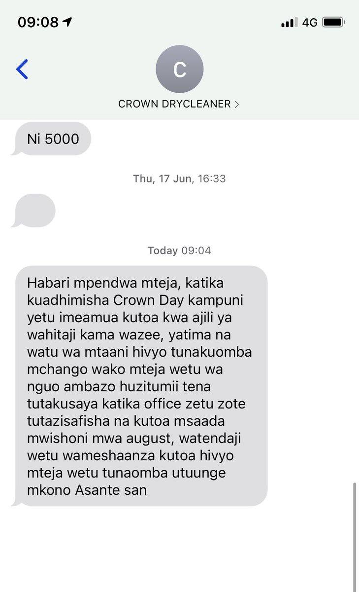Kuna hii hapa wana mnaweza cheki nayo Tawi lolote la Crown DRYCLEANER kutoa sio utajiri <a href="/bajabiri/">Moyo wa TAIFA ™️</a> @Blizzss <a href="/iDreamfoto/">Bandros</a>