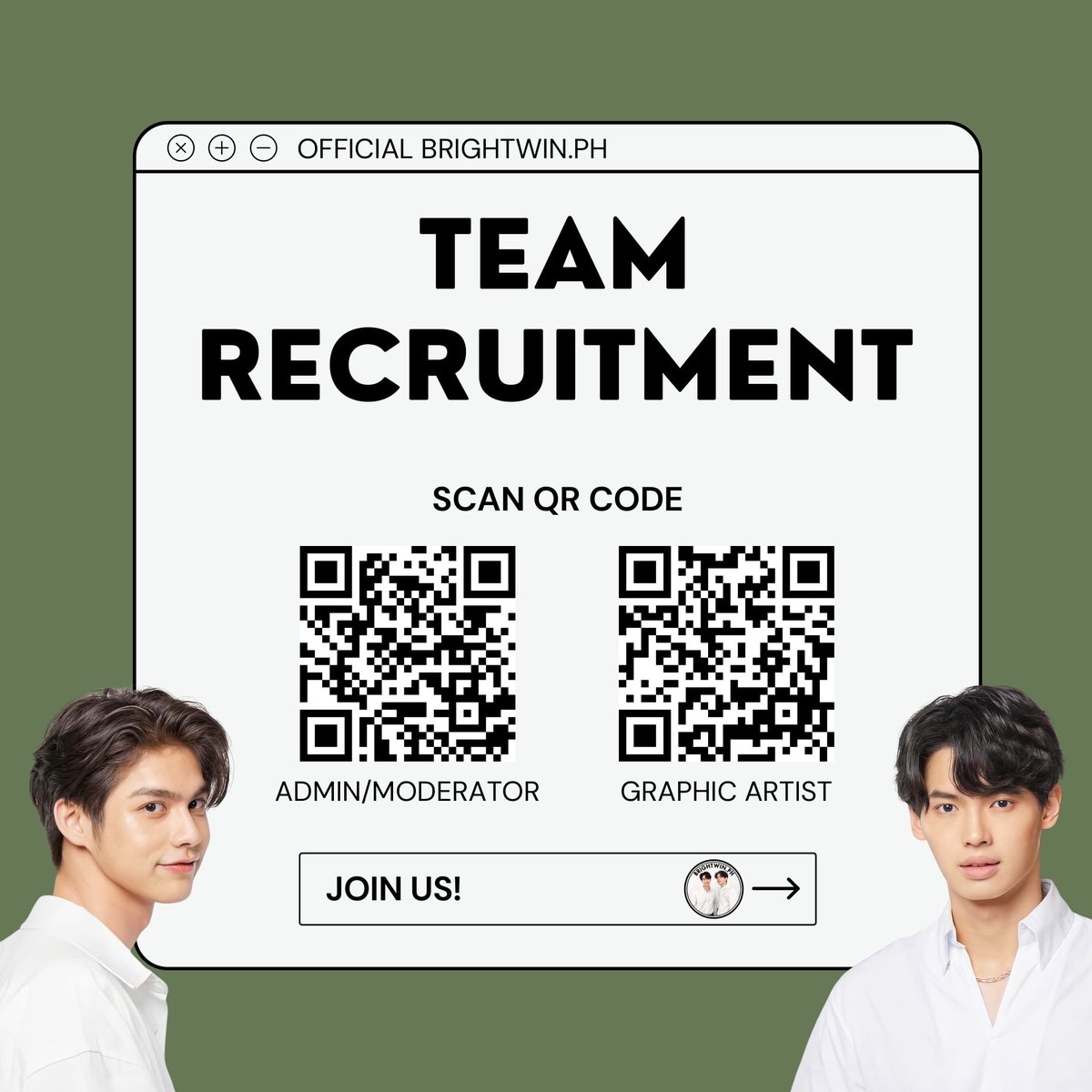BWbrightwinph's tweet photo. BWPH TEAM RECRUITMENT 

We are currently looking for additional Admin/Moderator and Graphic Artist. If you're interested, CLICK the link or SCAN the QR code. BE PART of BWPH Team now!

Admin/Moderator:
https://t.co/b6d9tQPAri

Graphic Artist:
https://t.co/2JAXlW2Bty

#BrightWinPH https://t.co/8zzk638Xqo