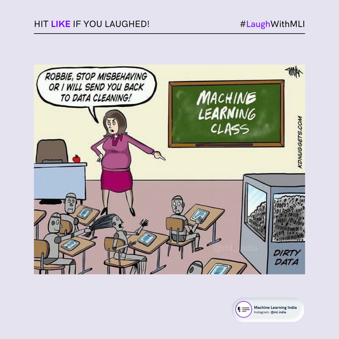 okaypriyanka's tweet photo. Is it just us or do y'all also dread data cleaning? 😓😂
Follow us @ml_india_ for all things data science and machine learning! 🙌
#BigData #Analytics #DataScience #AI #ArtificialIntelligence #MachineLearning #Python #Programming #Coding #100DaysofCode #mlmemes #aimemes #MEMES https://t.co/PyHxG8rYqb