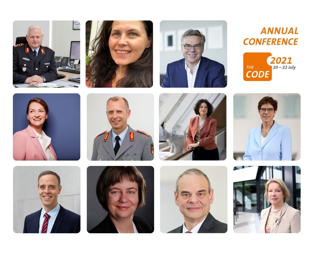 FI_CODE's tweet photo. The #CODE2021 starts today! We are looking forward to 3 days full of exciting insights and amazing speakers – some of them are pictured below ⬇️ 
#SupplyChain #Sovereignty #Cybersecurity #ITsecurity Collage: Bundeswehr/S. Wilke/Jane Schmidt/S. Uj/StMD/Susi Knoll/privat/Canva https://t.co/tx0QFtMQlx