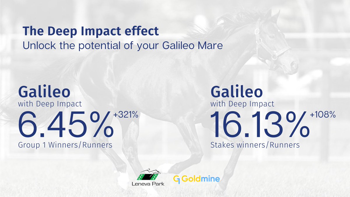 G1Goldmine's tweet photo. DEEP IMPACT LINEAGE + YOUR GALILEO MARE = PREMIUM PAIRING ๐ด ๐#GalileoDeal @LenevaP
Make a choice that does your mare justice; click here to find out more: https://t.co/Cf8HoTA8Fn
#Leneva #FierceImpact #DeepImpact #StallionMatch https://t.co/2LEZHmj6Yp