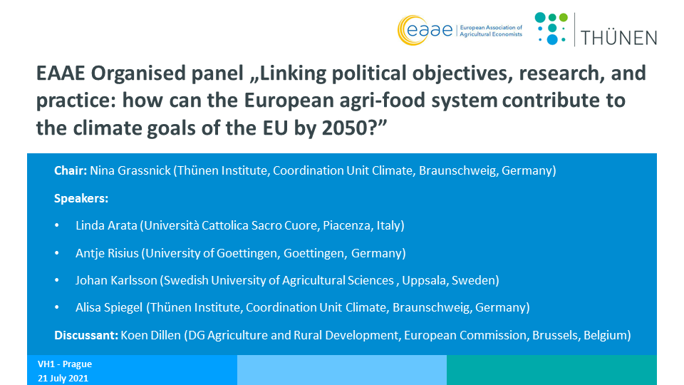 Don’t miss out! Join us tomorrow at #EAAE2021 Organised Panel to discuss How Can The European Agri-food System Contribute To The Climate Goals Of The EU By 2050? 👉 eaae2021.org/en/detailed-pr…

📆 July 21st 2021
⏱️ 3:50 pm - 5:20 pm (VH1 - Prague)