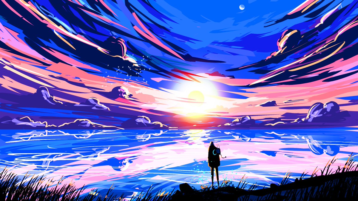 nafaydefi's tweet photo. Watching the sunset. 1hr mins speed painting done on @Photoshop 
Appreciate your comments 💜💜 https://t.co/hiQ5fkEI2H