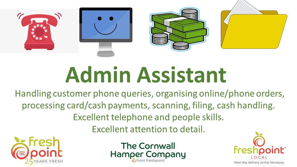 FreshPointSW's tweet image. We're hiring... Admin Assistant required to work in our offices at The Wholesale Fruit Market on Springfield Road.

Please see our job role post on Facebook for details:
facebook.com/jobs/job-openi…