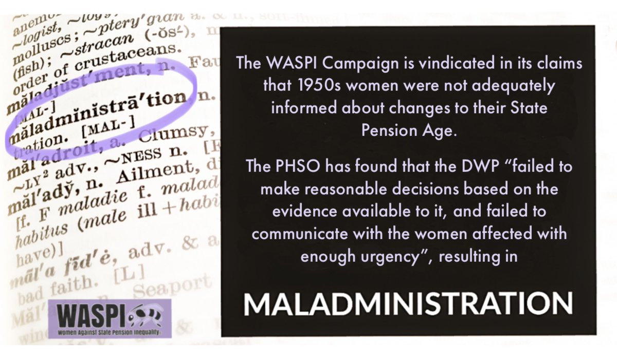 Follow the link to read more about the findings from the @PHSO investigation into @DWP #maladministration re communication of changes of Women’s State Pension Age -> waspi.co.uk/2021/07/20/upd…