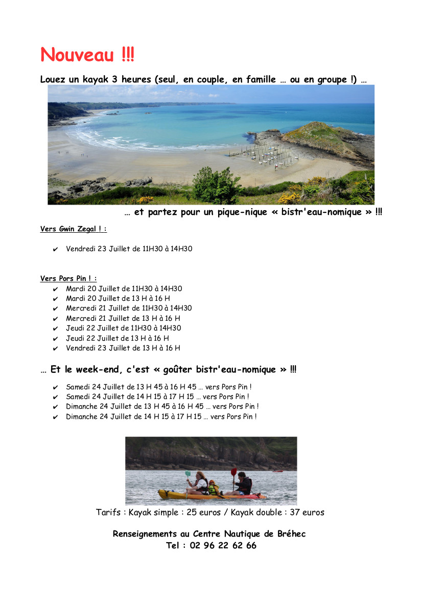 Les Rand'eau Kayak Bistr'eaunomiques sont de retour avec le Centre nautique de Bréhec 🚣‍♀️🚣! Avec un temps pareil ce serait trop dommage de ne pas en profiter 🌞! Prochaine sortie vendredi 23 juillet, appelez viiiiite !!! 02 96 22 62 66