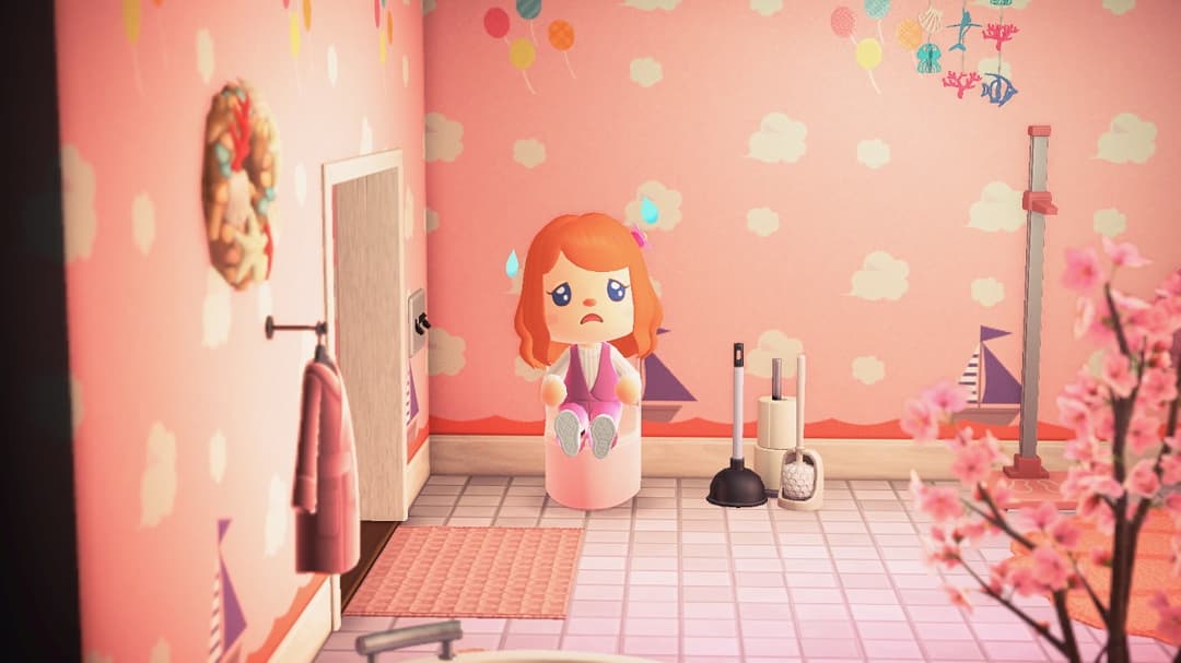 Australly's tweet photo. Ahh I didn't see you there! 
Check my insta for a video tour of my bathroom
#animalcrossing #animalcrossingnewhorizons #acnh #nintendo #nintendoswitch #newhorizons #animalcrossingcommunity #acnl #animalcrossingnewleaf #animalcrossingpocketcamp https://t.co/Vg8RJgdLPO