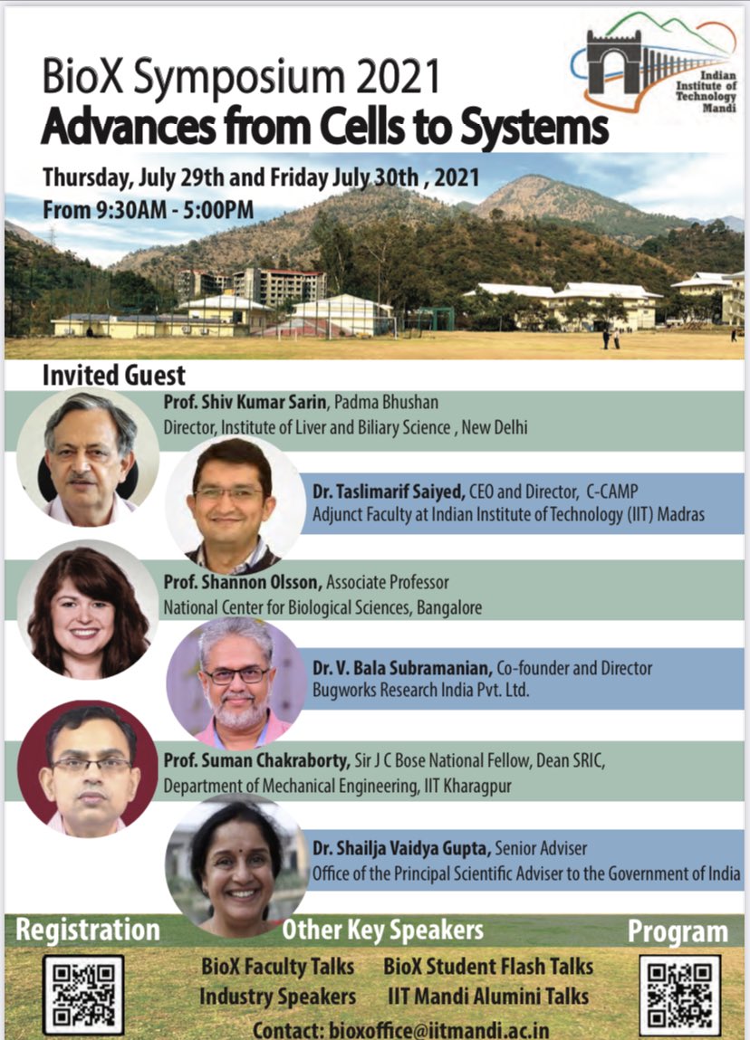 BioX (IIT-Mandi) Annual Symposium 2021- We welcome all of you for registration and active participation. iitmandi.ac.in/biox/