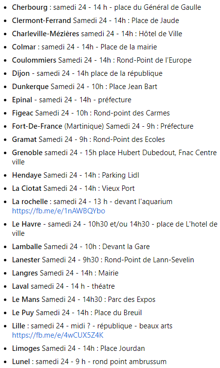 AnonymeCitoyen's tweet photo. 🔴 Liste (non exhaustive) des nombreuses manifestations prévues ce samedi dans toute la France qui commencent à circuler sur les réseaux sociaux contre le #PassSanitaire et les mesures annoncées par Emmanuel Macron. #StopPassSanitaire #manif24juillet #GiletsJaunes #PassDeLaHonte https://t.co/77PYvvzJD7