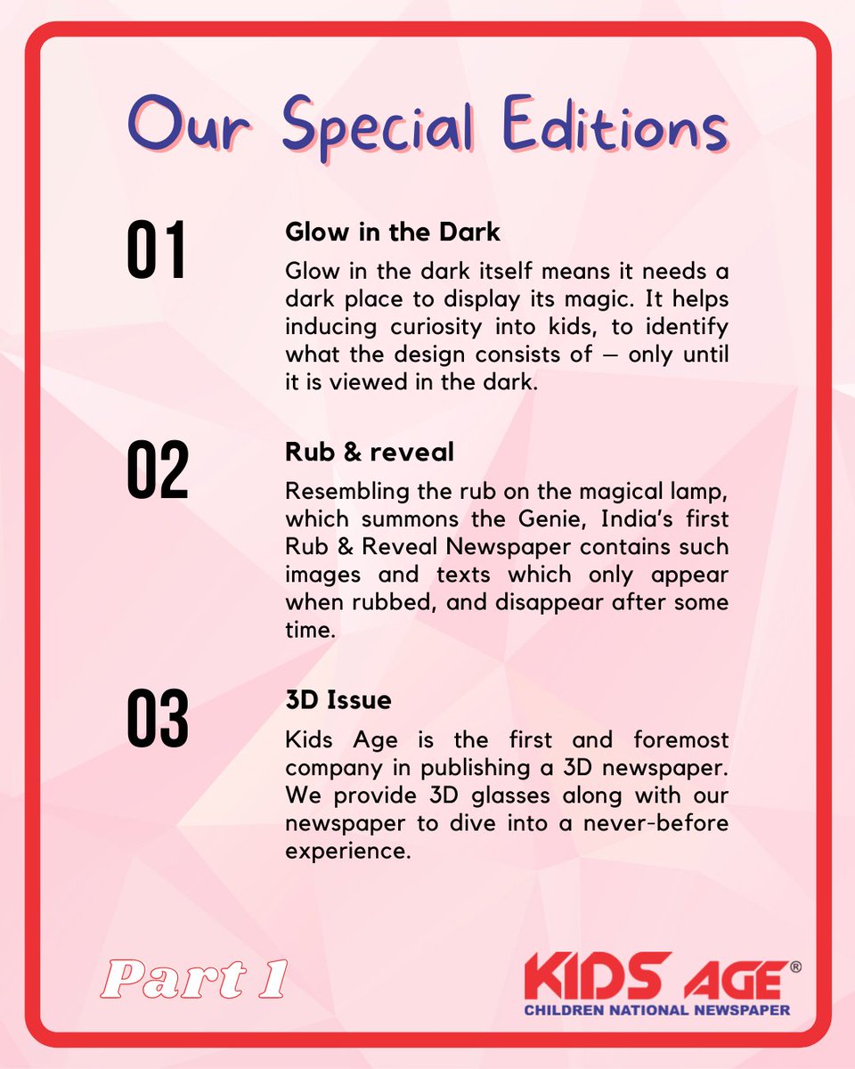 Kids tend to get bored easily with repetitive and routine stuff. Keeping this in mind, we have designed our “Special Editions”, which are not only engaging but also improve the motor and cognitive skills of our young readers!

#kidsage #specialedition