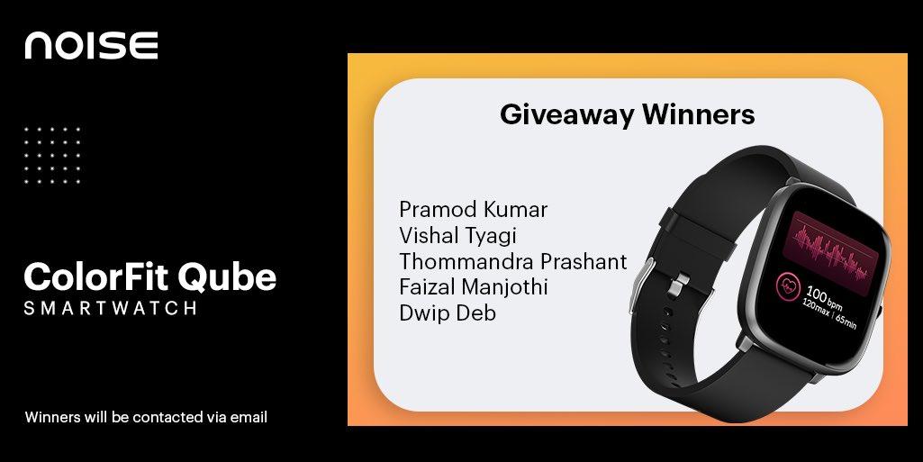 gonoise's tweet photo. Congrats to the giveaway winners of #ColorFitQube. Now switch to smart. https://t.co/3ww0RVprsB