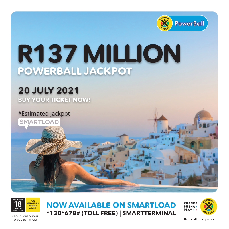 Your numbers could make you the winner! PLAY #PowerBall for an estimated R137 MILLION NOW *130*678# on your phone. #PhandaPhushaPlay on Smartload https://t.co/AlGBZtsx6R
