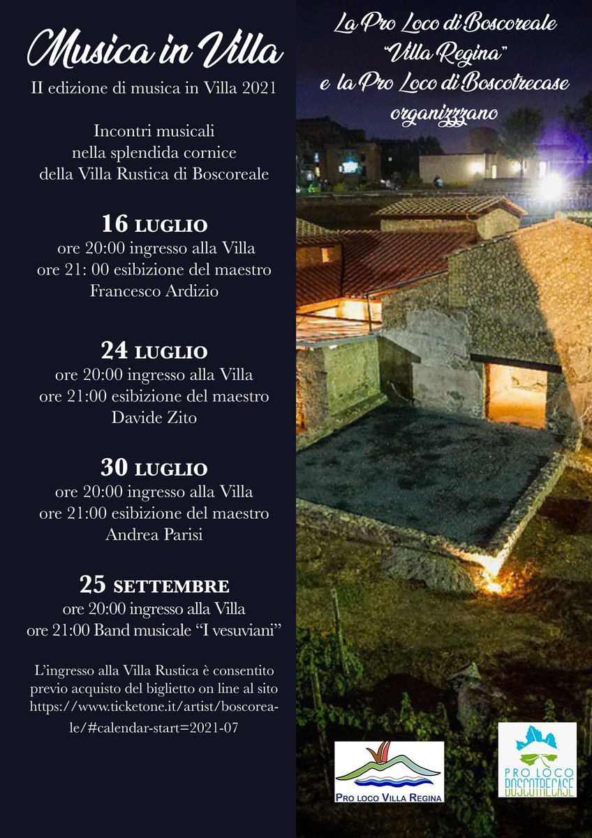 ✅Programma degli eventi serali estivi presso la Villa Regina di #Boscoreale
Gli eventi sono inseriti nel programma di valorizzazione sostenuto da #MIC e Parco Archeologico di #Pompei