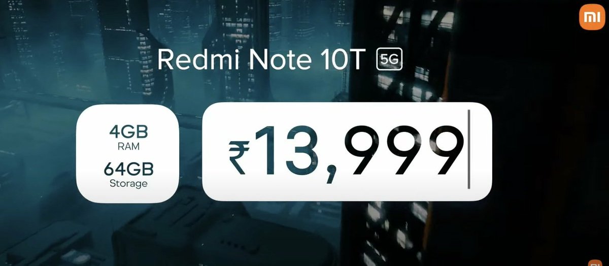 Gadgetsdata's tweet photo. Redmi Note 10T 5G Price in India
4+64GB - Rs 13,999
6+128GB - Rs 15,999

First sale - 26th July

What do you think about pricing ?

🛑Also they teased RedmiBook 💻so that's also coming soon in India 🇮🇳 !!

#RedmiNote10T5G #RedmiBook #RedmiLaptops https://t.co/rRCE9qtdxN