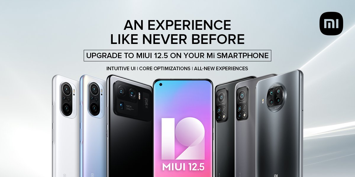 XiaomiIndia's tweet photo. One-of-a-kind Mi Smartphone Experience 😍

MIUI 12.5 is now available on Mi 11 Ultra, Mi 11X Series, Mi 10T Series &amp; Mi 10i

- More Visualized Elements
- Smoother User Experience
- Lighter, Yet Powerful UI
- Better Battery Performance

Updates to roll out in batches.
Stay tuned! https://t.co/OfRFLi3ja2
