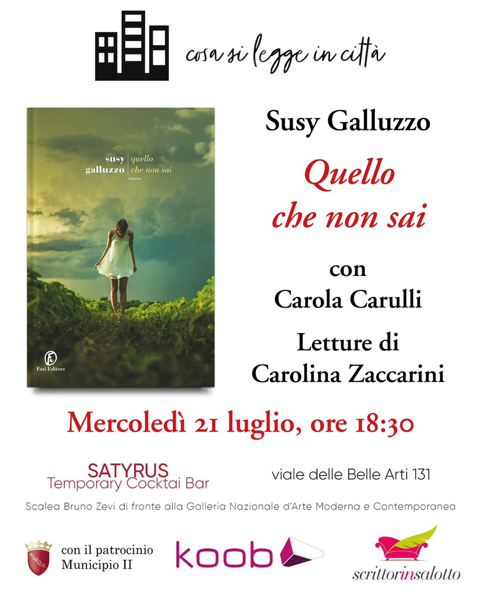 Domani, alle 18.30, in una bellissima cornice, parlerò di #QuelloCheNonSai con la meravigliosa #CarolaCarulli. Vi aspetto! @Fazieditore <a href="/deb_pisano/">Debora Pisano</a> <a href="/Alidiste/">alice di stefano</a> #scrittoriinsalotto