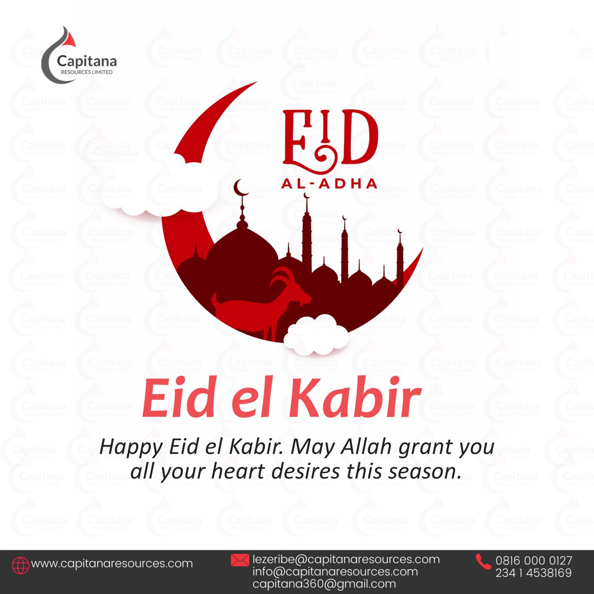 Capitana_Res's tweet photo. Happy Eid el Kabir, 
May Allah grant you all your heart desire this season.
#EidMubarak #eid #HappyEid https://t.co/xpG3XQbRnT