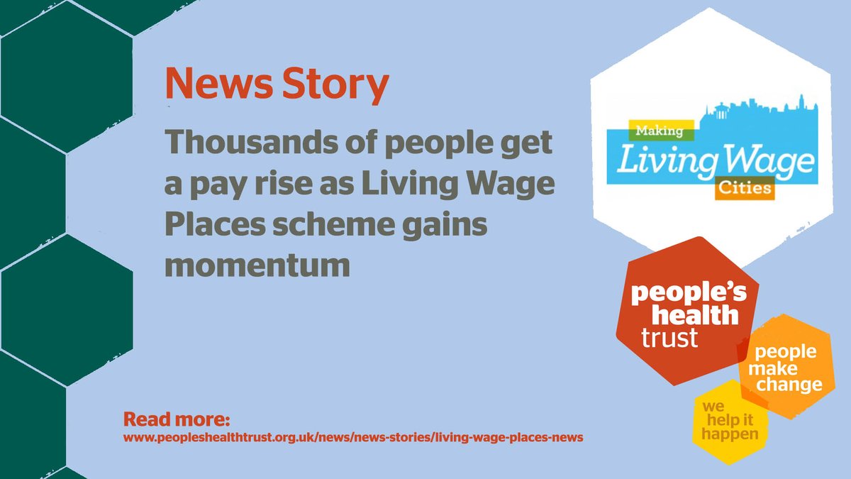 Peoples_health's tweet image. Over 4,000 people had their pay boosted to the #RealLivingWage thanks to #LivingWagePlaces. More cities are moving towards ensuring everyone gets the real Living Wage which helps to tackle in-work poverty and health inequalities. Read more: peopleshealthtrust.org.uk/news/news-stor… @LivingWageUK