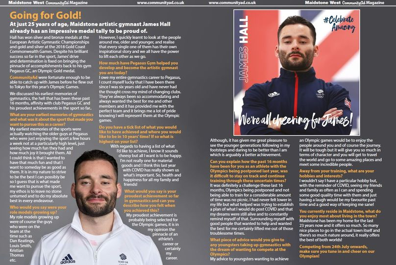 Did you know that #TeamGB's  artistic gymnast <a href="/_JamesrHall/">James Hall</a> is from Maidstone? 🤸‍♂️

We are super excited to watch him start his mission for gold on Saturday!🥇

This exclusive is featured in our upcoming Maidstone publication so keep a look out!