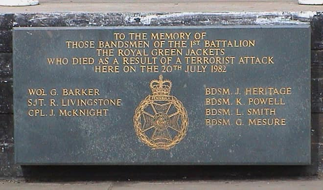 LEST WE FORGET
36 years ago  just after 10:35hrs in the morning a coward By the name of John Downey detonated a nail bomb, He targeted the Queens life Guards, En route to perform ceremonial duties at Horse guards. this coward Killed 7 horses and murdered 4 soldiers. Let us