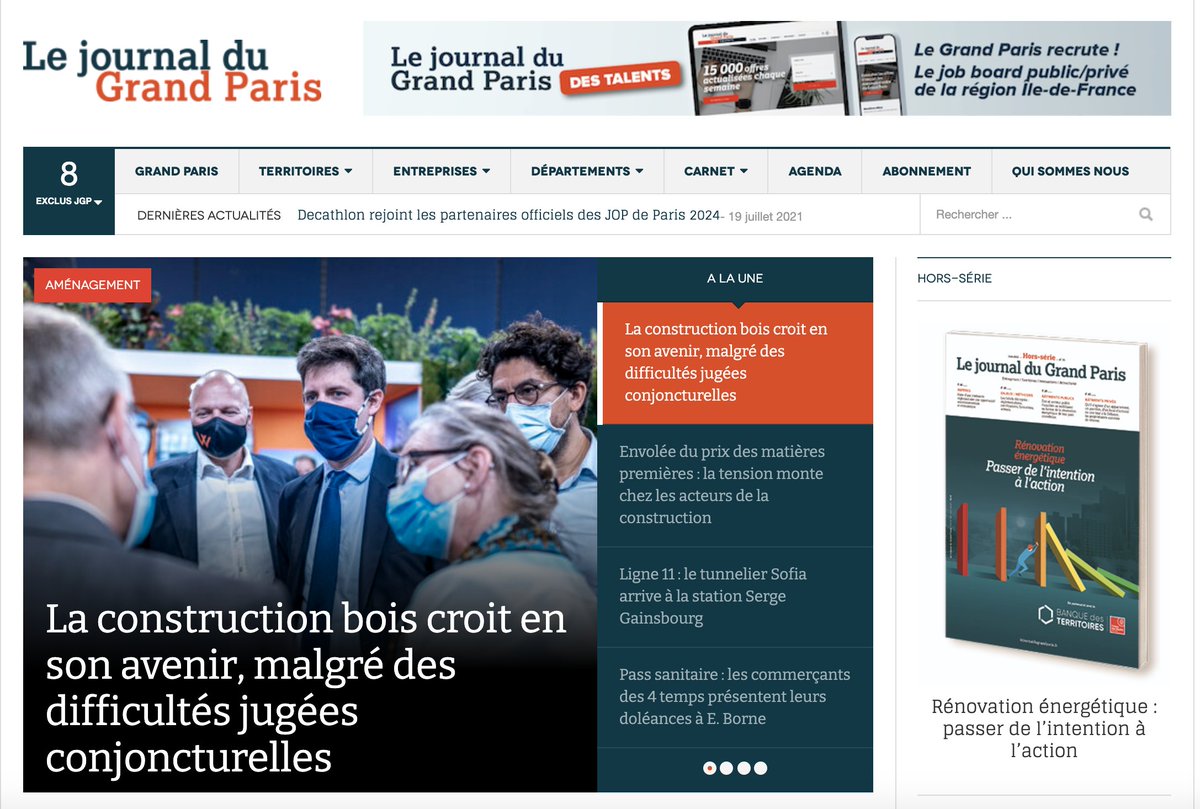 A l'occasion du Forum Bois Construction, le <a href="/JournalGdParis/">Le journal du Grand Paris</a> a interrogé les acteurs majeurs de la filière à propos de la hausse du prix du bois, mais aussi sur l'augmentation des capacités de production de la filière :
📢"Nous ne souffrons pas de pénurie de bois." <a href="/PaulJarquin/">Paul Jarquin</a>