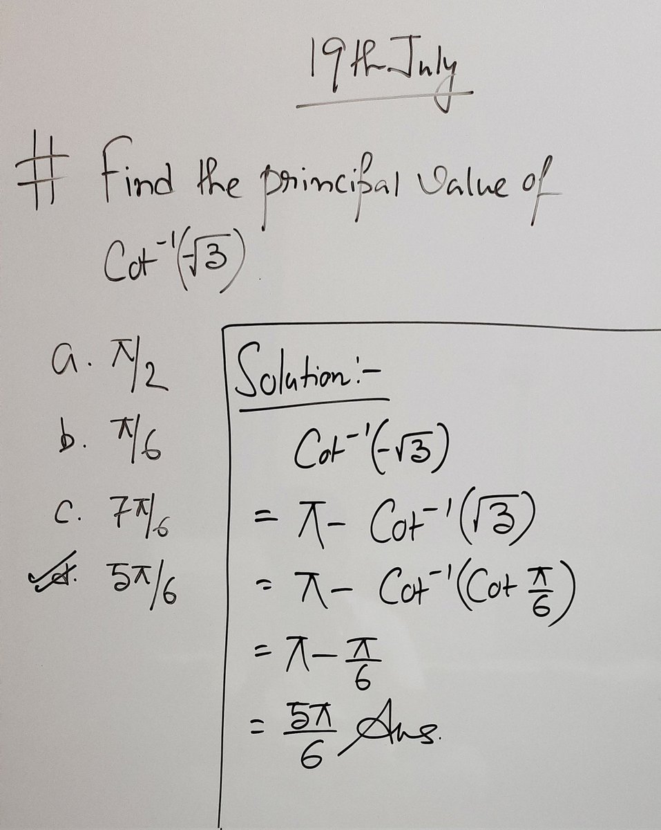 MathMagic5's tweet image. Solution of 19th July

#trigonometries #mathstutor #mathskills #trigonometry #angles #differentiation #calculus #differentialcalculus #cbsemaths #cbseexam #icsemaths #icseexams #neet #neetexam #iitjeepreparation #iitjee #jeemains #ncertmaths #ncert #byjus #vedantu #udemy