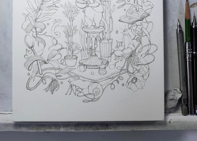 友人が水彩使ってたのを真似したくなったので、不慣れだけど息抜きに試してみる🎨
未使用の顔彩があったので初挑戦! 
