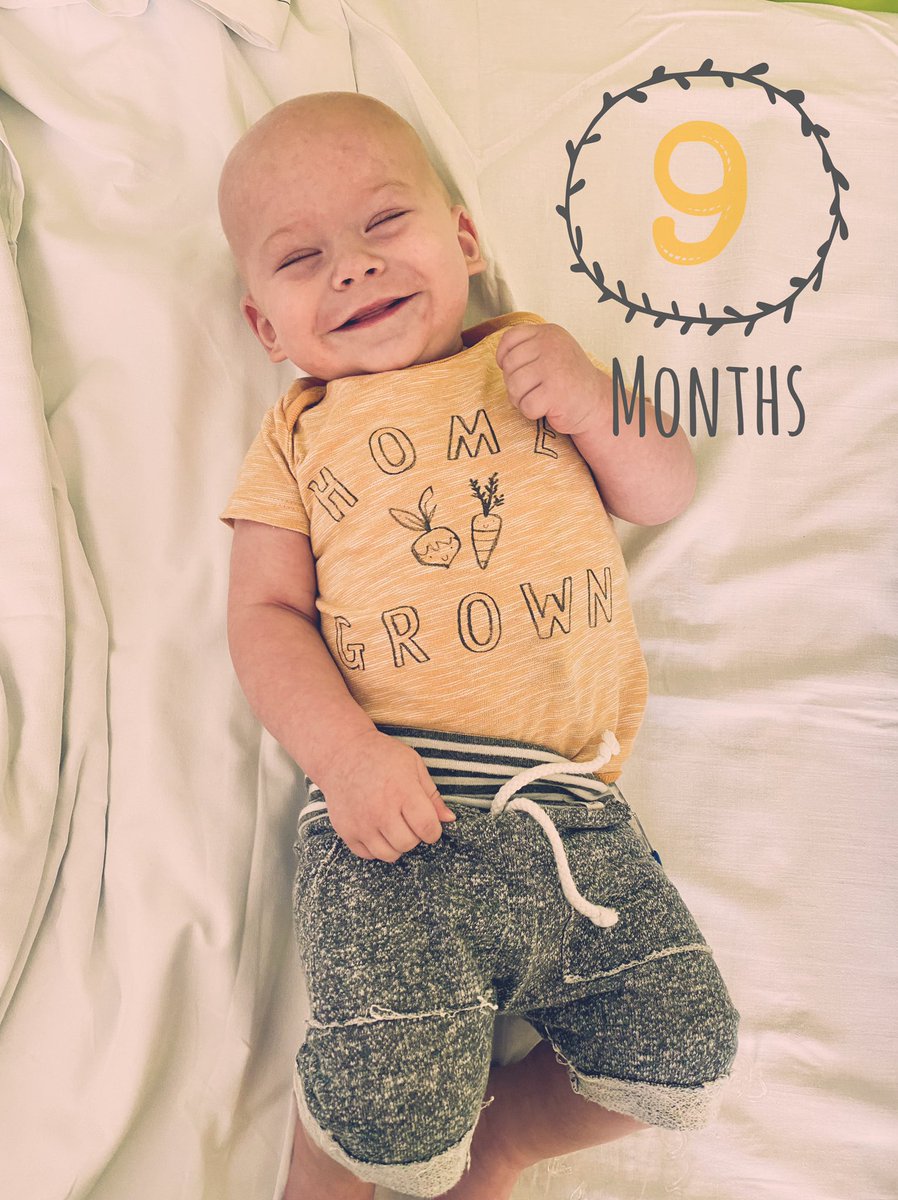 This home grown cutie is 9 months old today!! And we are celebrating!!! He decided to surprise us this morning with some fantastic news. His monocyte count is 200 and he now has 100 neutrophils!!! 🎉🎉 Engraftment is taking place inside his little body!! #saveollie