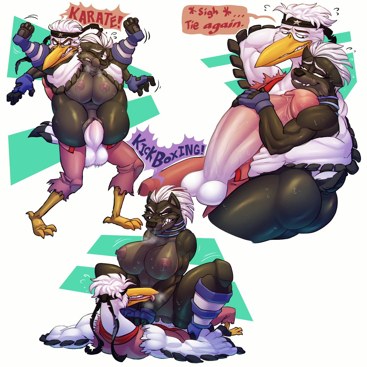 CaptainSlap3's tweet photo. @DarkMoonToons 
Kicking each other's asses is simply how they show their love 

#nsfw #furryart #Commission https://t.co/uQYqVFHzAq